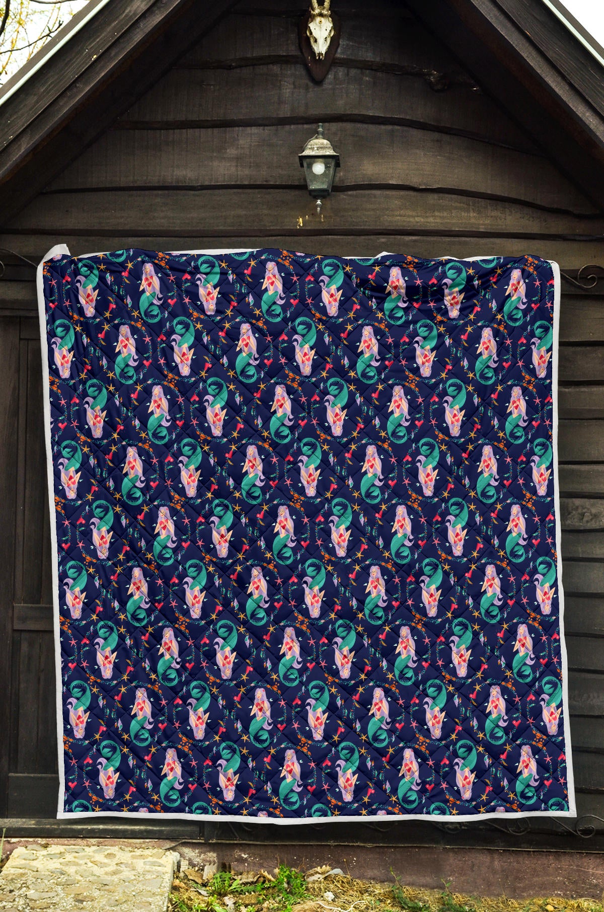 Mermaid Girl Cute Design Print Quilt Bedspread