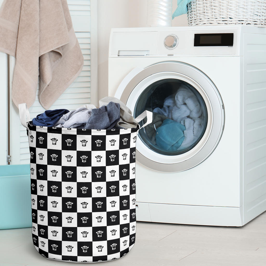 Checkered Flag Crown Pattern Laundry Basket
