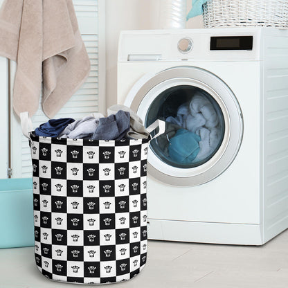 Checkered Flag Crown Pattern Laundry Basket