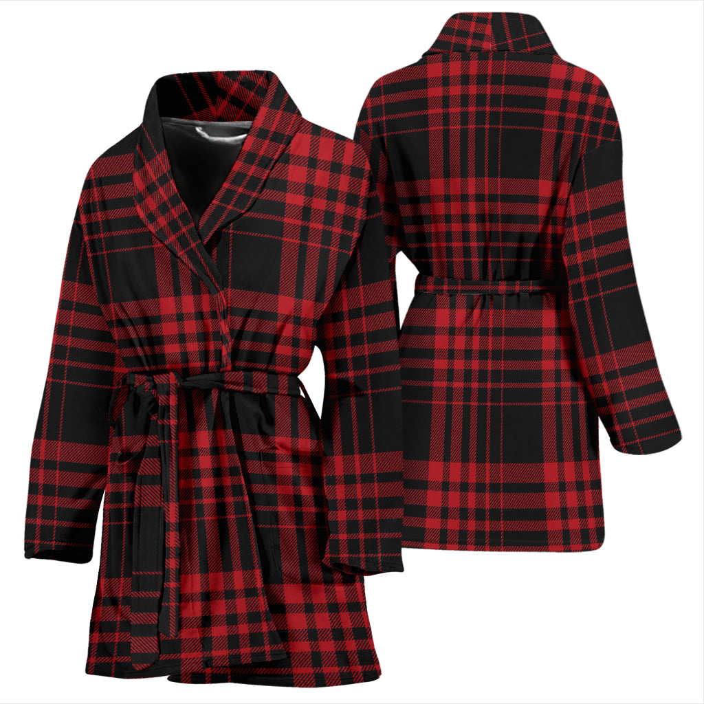 Tartan Red Black Print Design LKS303 Women Bathrobe