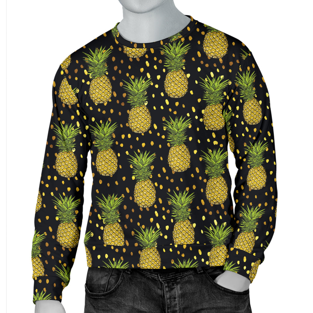 Pineapple Gold Dot Themed Print Men Long Sleeve Sweatshirt