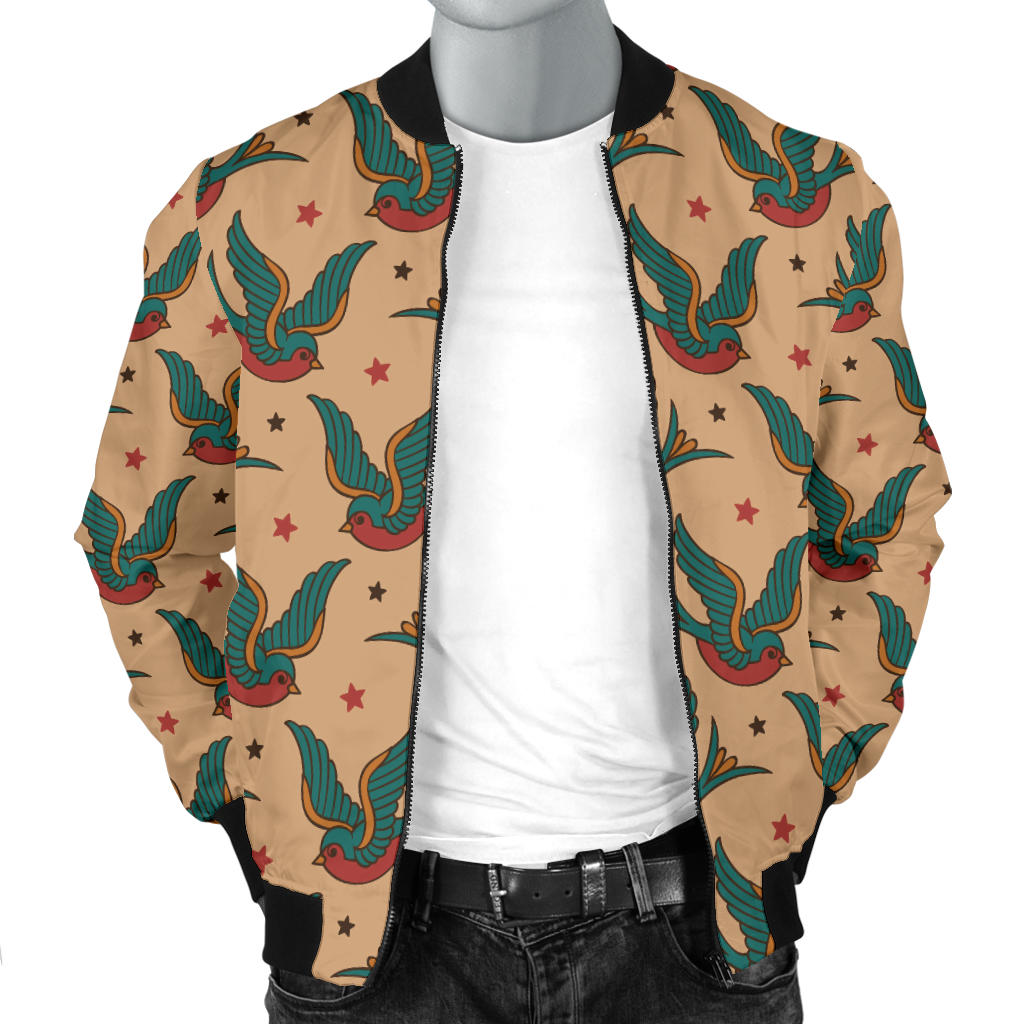 Old School Tattoo Swallow Design Men Bomber Jacket