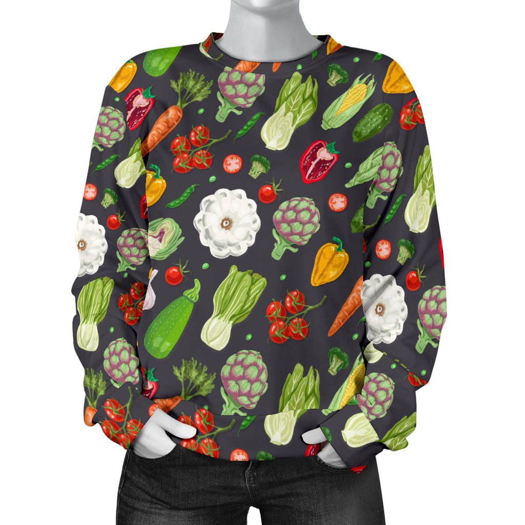 Vegan Pattern Themed Design Print Women Long Sleeve Sweatshirt