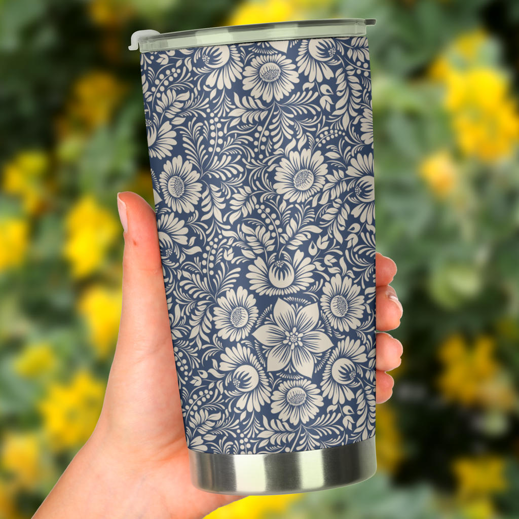 Elegant Floral Print Pattern Tumbler