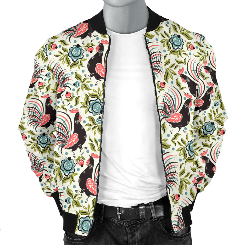 Rooster Print Design Men Bomber Jacket