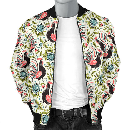 Rooster Print Design Men Bomber Jacket