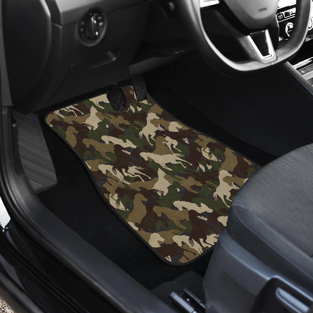 Horse Camo Themed Design Print Car Floor Mats Front Back