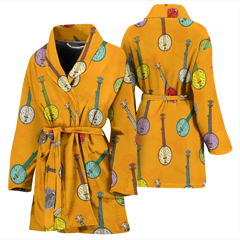Banjo Pattern Print Design 02 Women Bathrobe