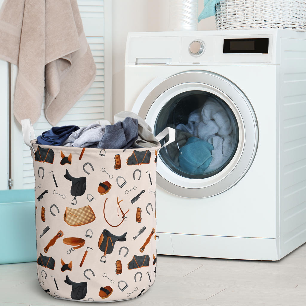 Equestrian Equipment Print Pattern Laundry Basket