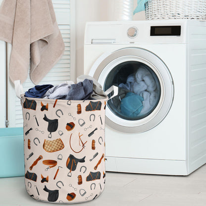 Equestrian Equipment Print Pattern Laundry Basket
