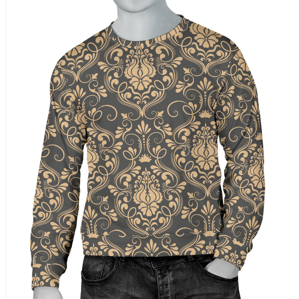 Damask Elegant Luxury Print Pattern Men Long Sleeve Sweatshirt