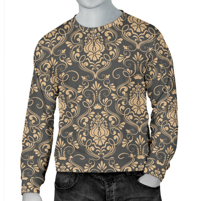 Damask Elegant Luxury Print Pattern Men Long Sleeve Sweatshirt