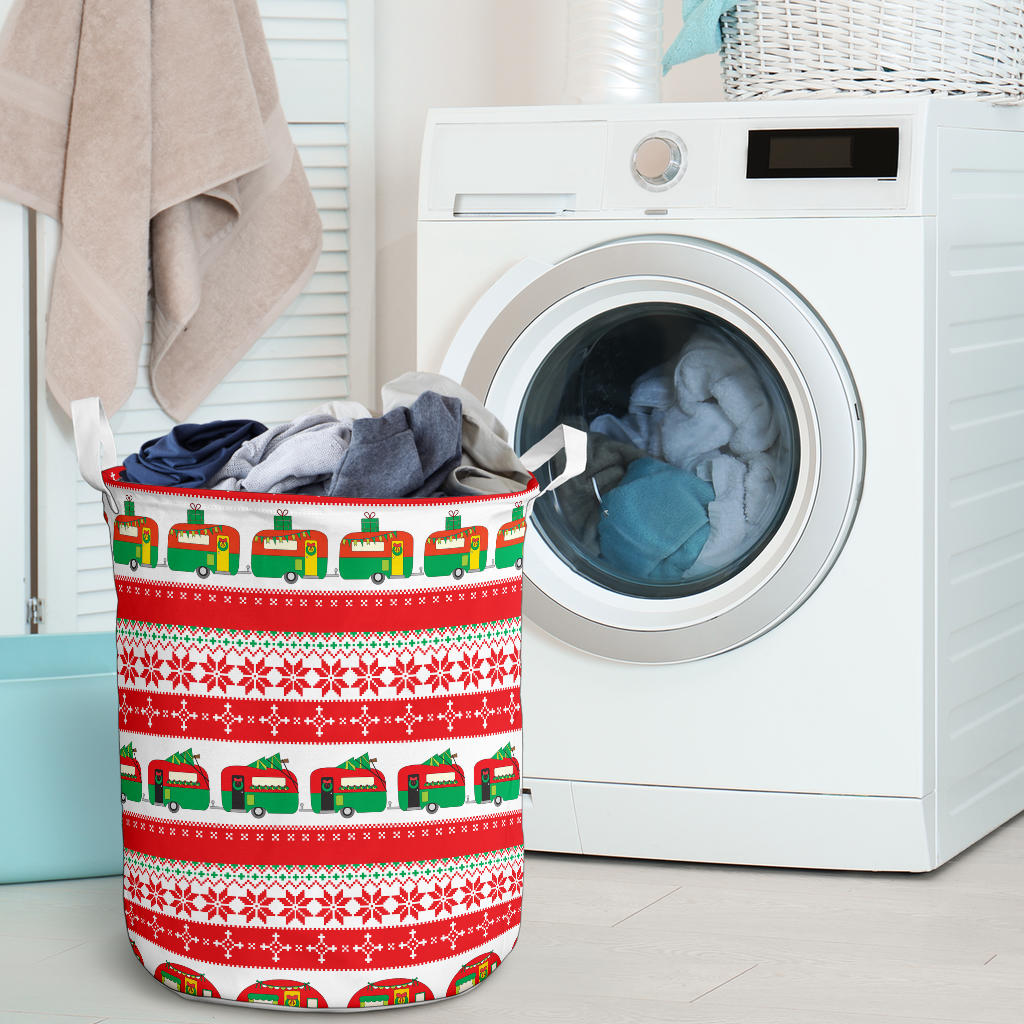 Camper Camping Ugly Christmas Design Print Laundry Basket