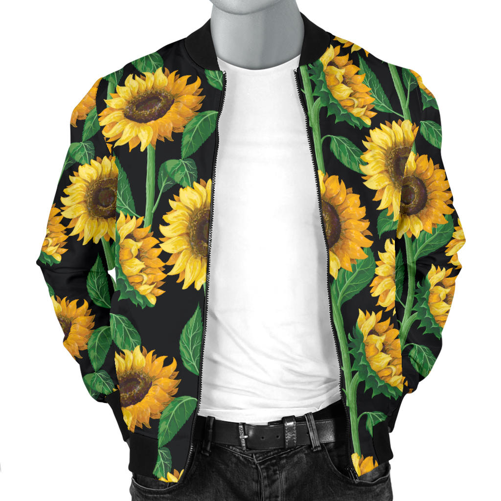Sunflower Realistic Print Pattern Men Bomber Jacket