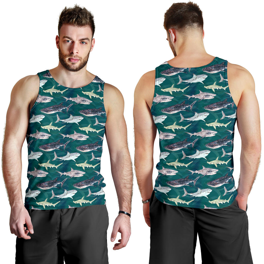 Shark Style Print Men Tank Top