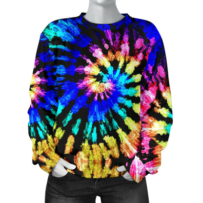 Tie Dye Rainbow Design Print Women Long Sleeve Sweatshirt