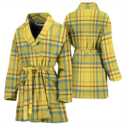 Tartan Yellow Print Design LKS301 Women Bathrobe