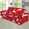 Reindeer Red Pattern Print Design 01 Sofa Slipcover