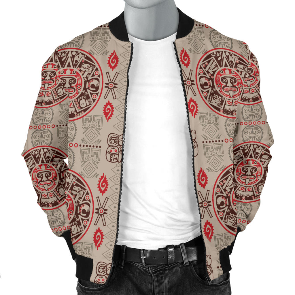 Calendar Aztec Print Pattern Men Bomber Jacket