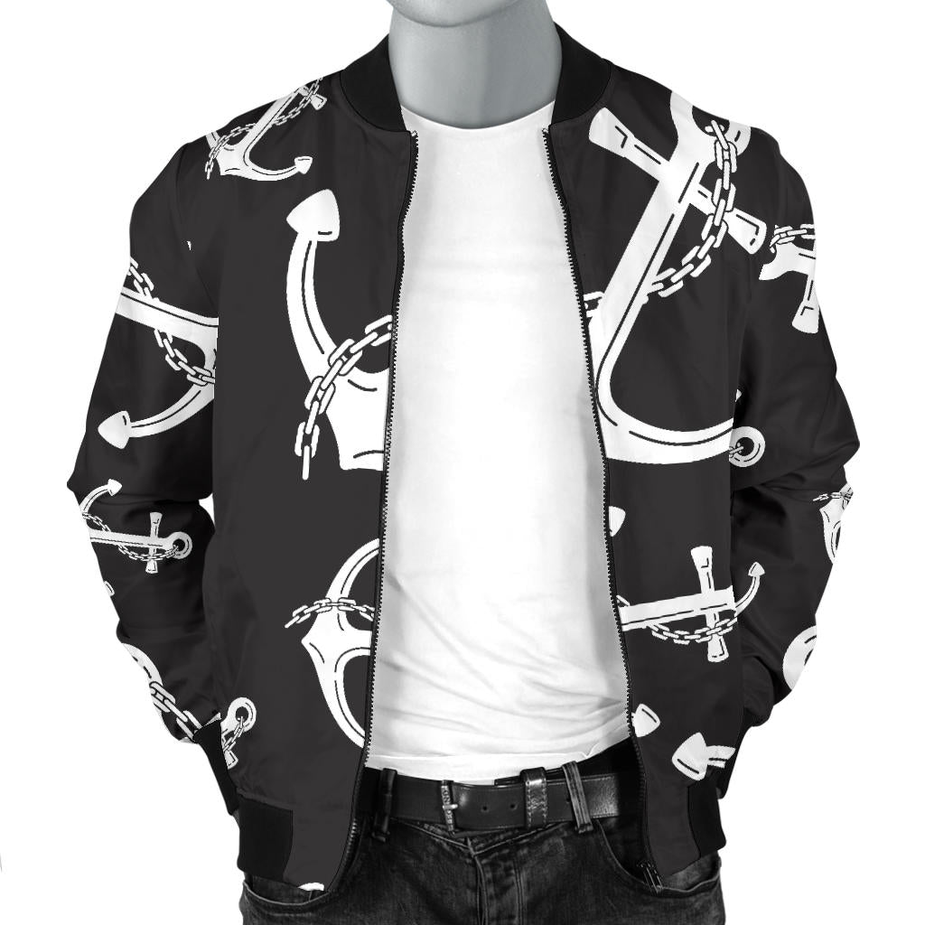 Anchor Black White Men Bomber Jacket