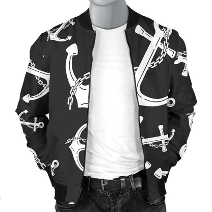 Anchor Black White Men Bomber Jacket