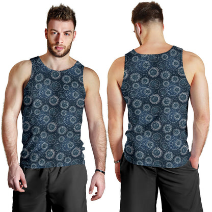 Sun Moon Tattoo Design Themed Print Men Tank Top