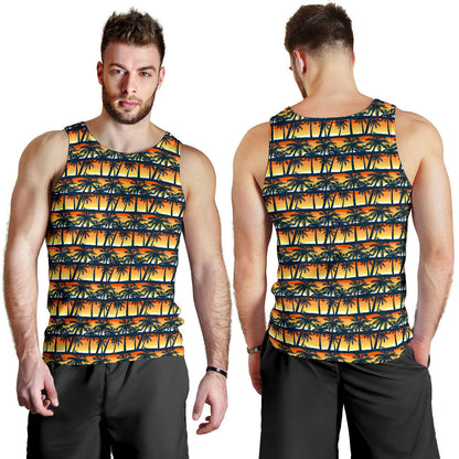 Palm Tree Sunset Design Print Men Tank Top