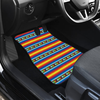 Mexican Blanket ZigZag Print Pattern Car Floor Mats Front Back