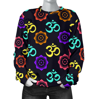 Chakra OM Print Pattern Women Long Sleeve Sweatshirt