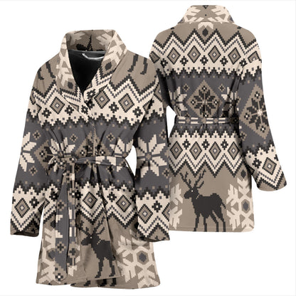 Nordic Pattern Print Design A01 Women Bathrobe