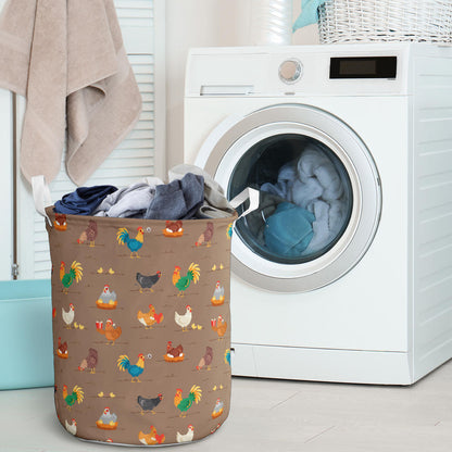 Chicken Happy Print Pattern Laundry Basket