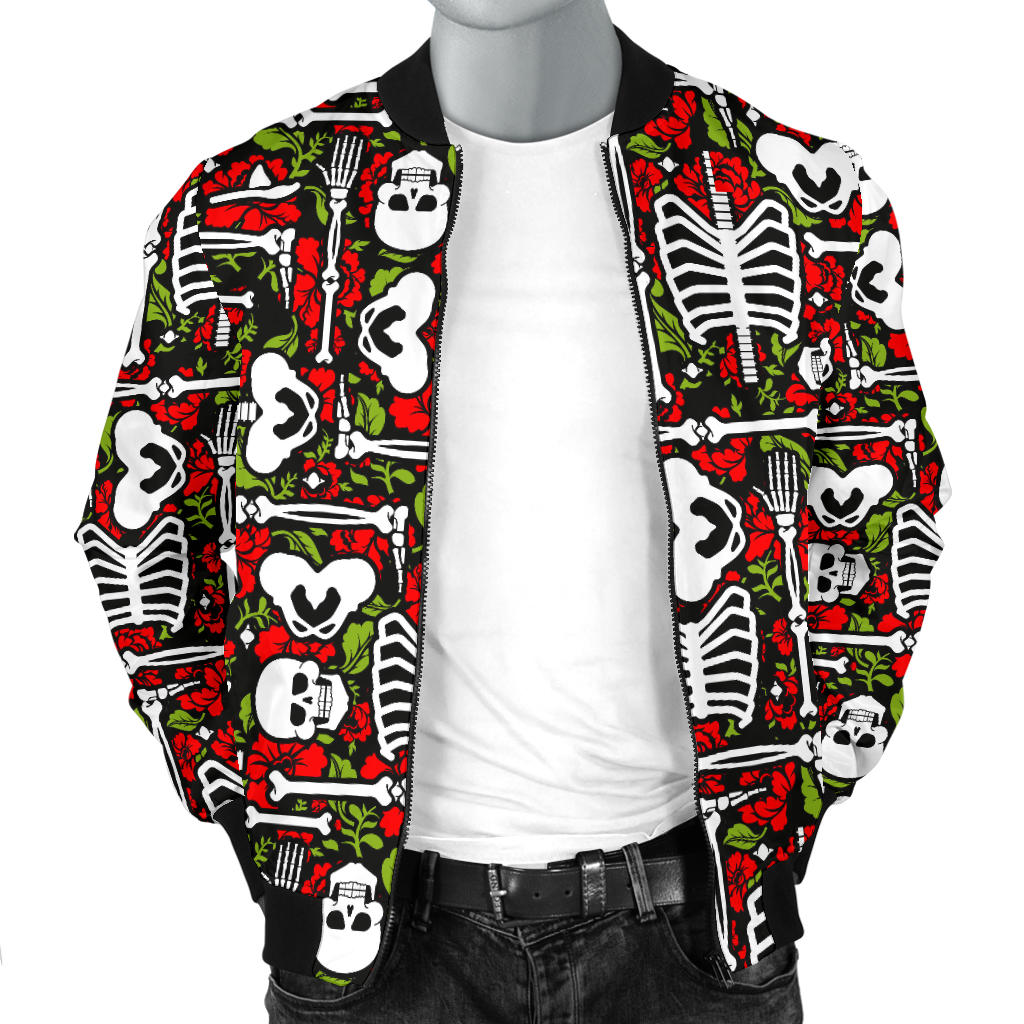 Skeleton Pattern Print Men Bomber Jacket