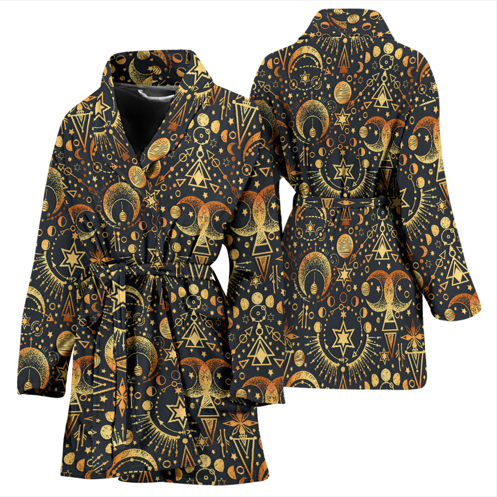 Sun Moon Print Design LKS308 Women Bathrobe