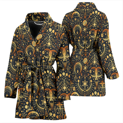 Sun Moon Print Design LKS308 Women Bathrobe