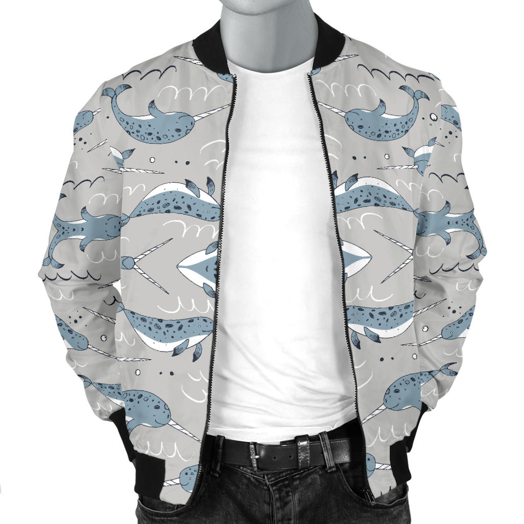 Narwhal Pattern Print Men Bomber Jacket