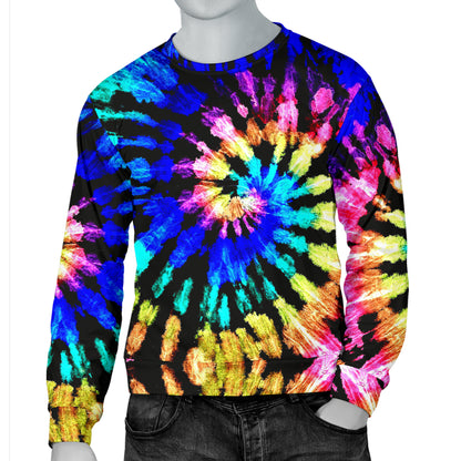 Tie Dye Rainbow Design Print Men Long Sleeve Sweatshirt