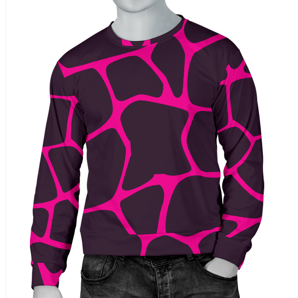 Giraffe Pink Background Texture Print Men Long Sleeve Sweatshirt