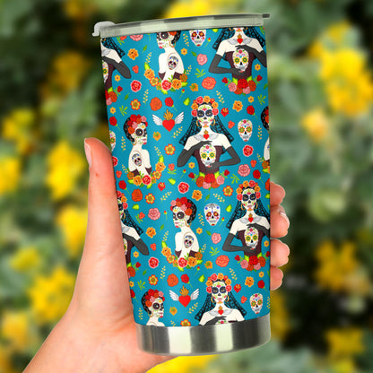 Day of the Dead Old School Girl Design Tumbler