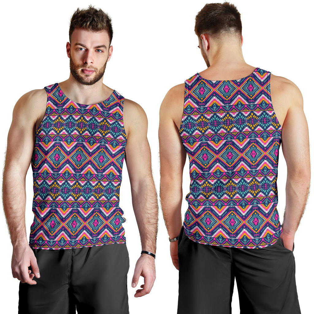 Indian Navajo Pink Themed Design Print Men Tank Top