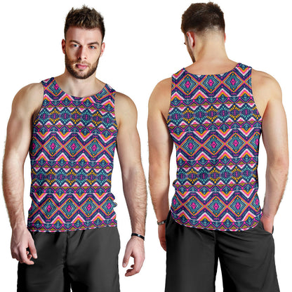 Indian Navajo Pink Themed Design Print Men Tank Top