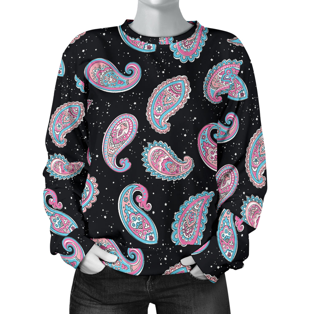 Paisley Pink Design Mandala Print Women Long Sleeve Sweatshirt