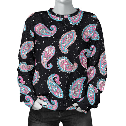 Paisley Pink Design Mandala Print Women Long Sleeve Sweatshirt