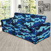 Camo Blue Pattern Print Design 04 Sofa Slipcover