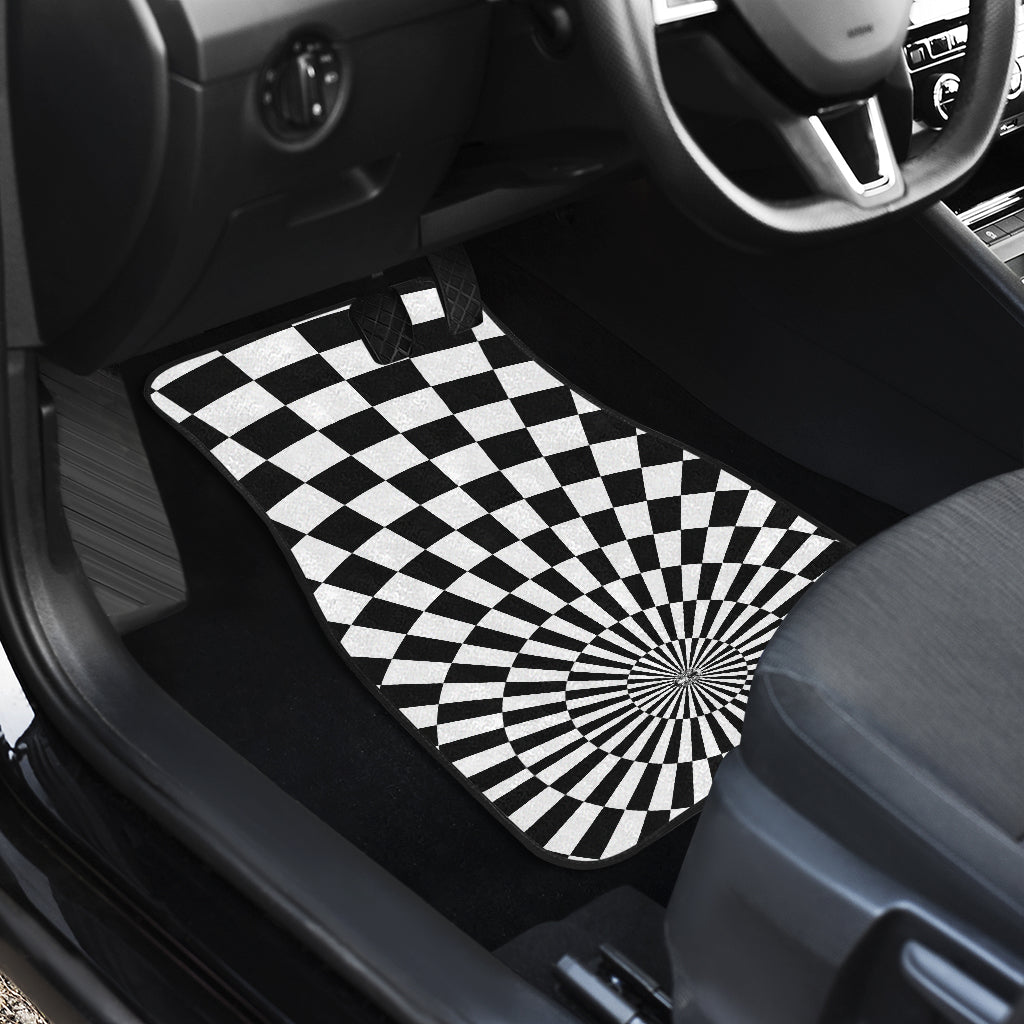 Checkered Flag Optical illusion Car Floor Mats Front Back