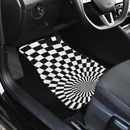 Checkered Flag Optical illusion Car Floor Mats Front Back