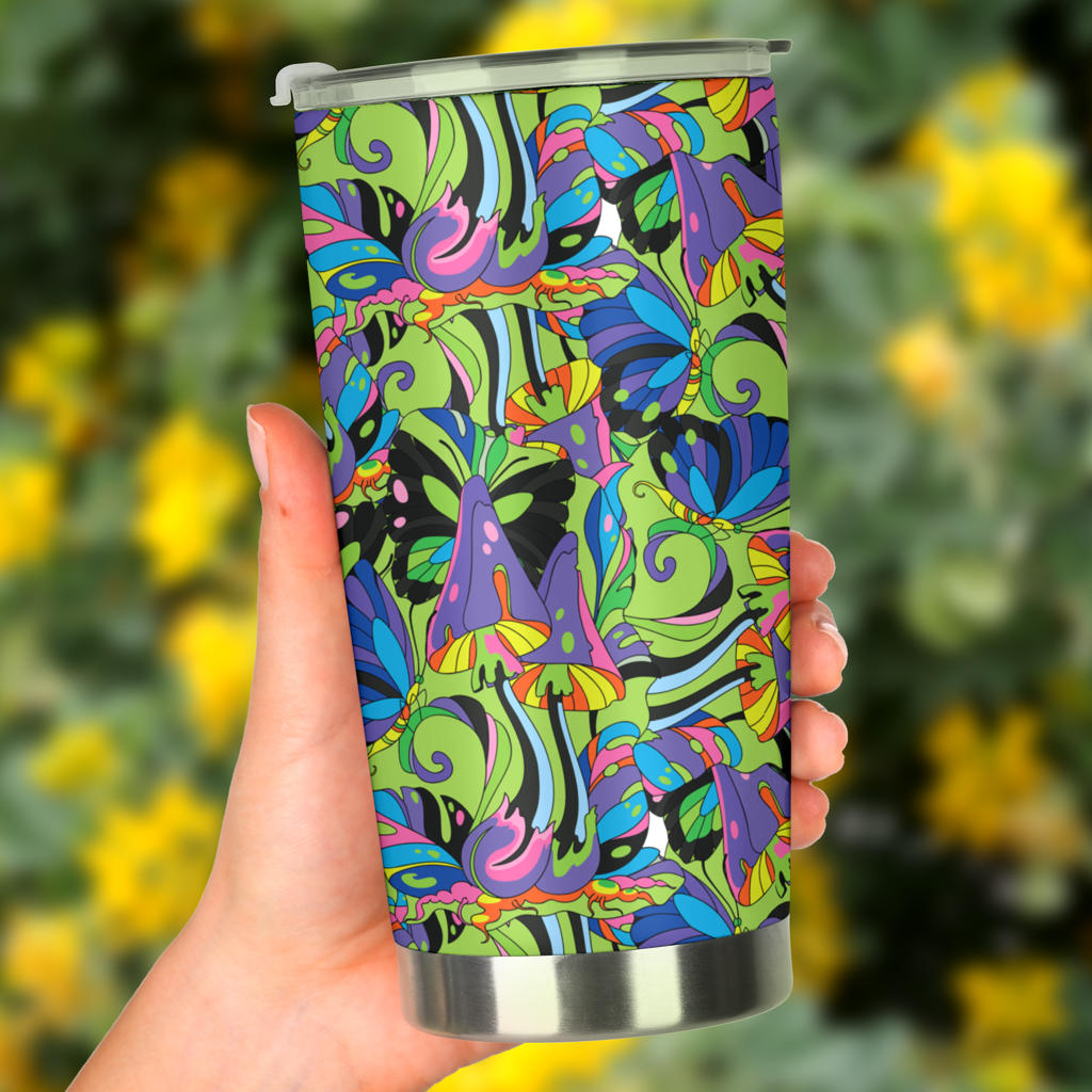 Psychedelic Trippy Mushroom Themed Tumbler