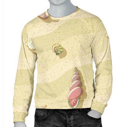 Beach with Seashell Theme Men Long Sleeve Sweatshirt