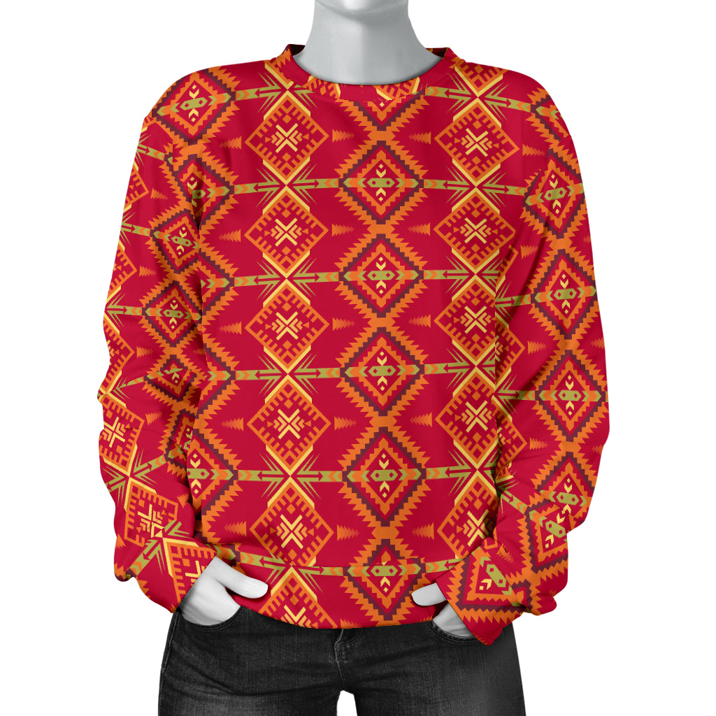 Southwest Aztec Design Themed Print Women Long Sleeve Sweatshirt