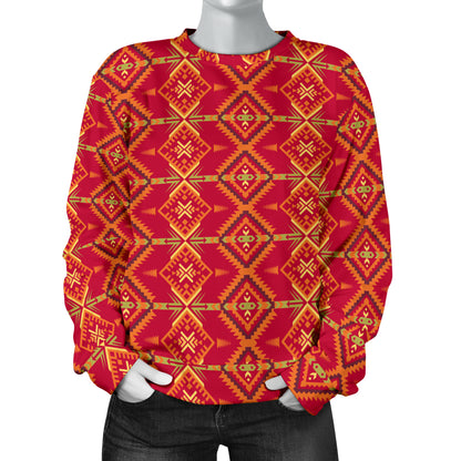 Southwest Aztec Design Themed Print Women Long Sleeve Sweatshirt