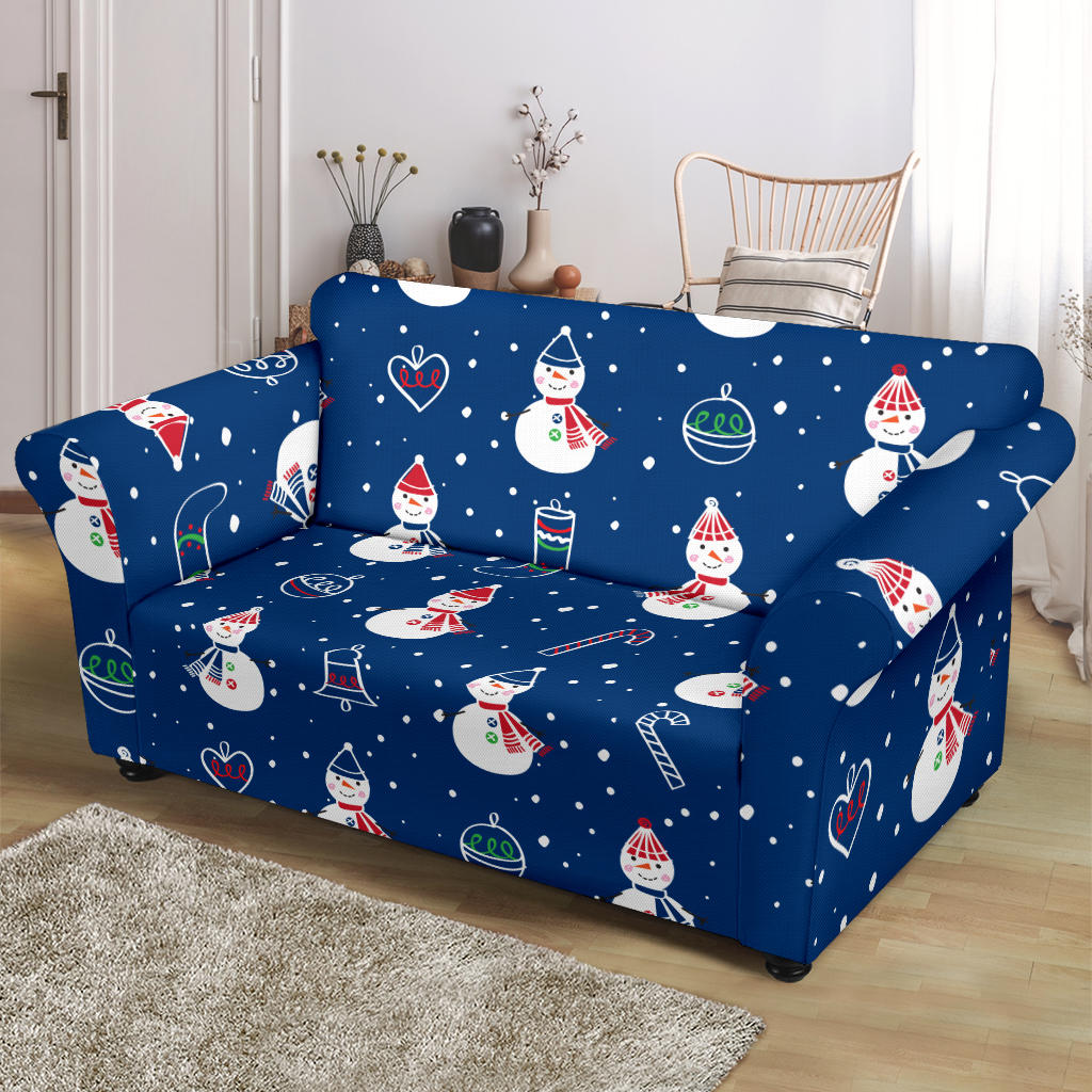 Snowman Print Design LKS306 Loveseat Couch Slipcover
